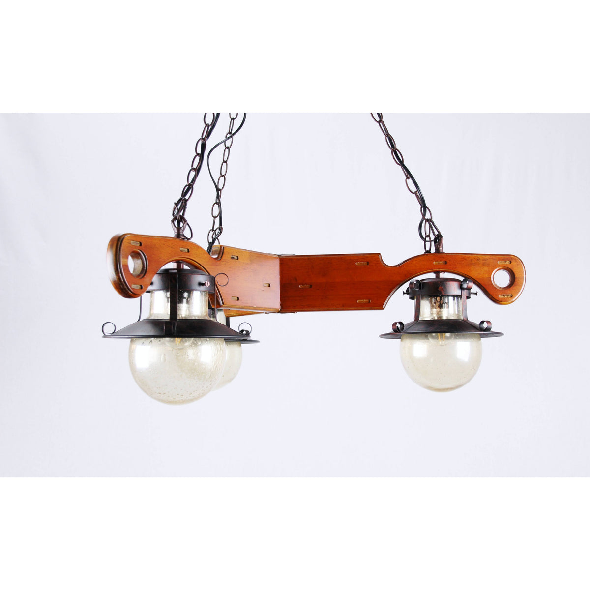 LAMP. COLGANTE MADERA 3L E27 60W