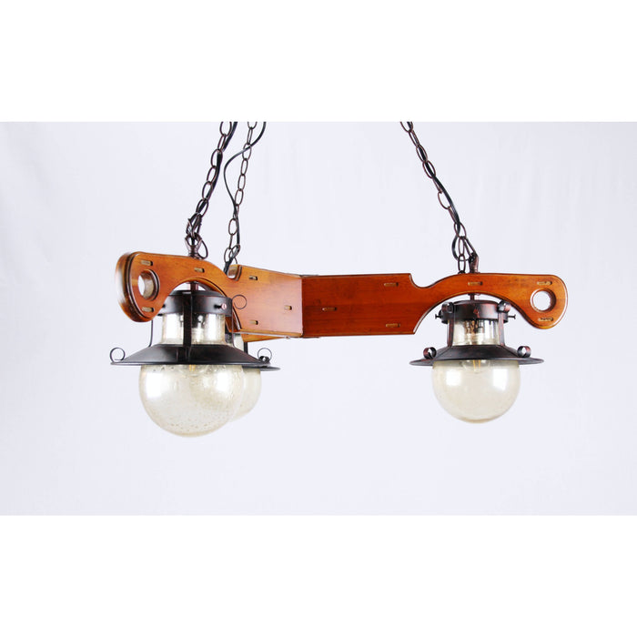 LAMP. COLGANTE MADERA 3L E27 60W
