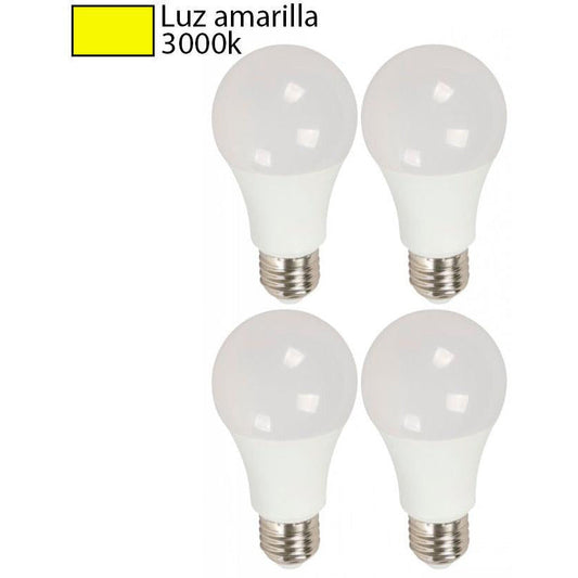 BOMBILLO LED A60 E27 7W 100-240V 3000K 4 PIEZAS