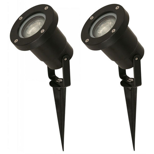 LAMP. EXT. REFLECTORA DE ESTACA NEGRO 1L GU10 7W (2 PIEZAS)