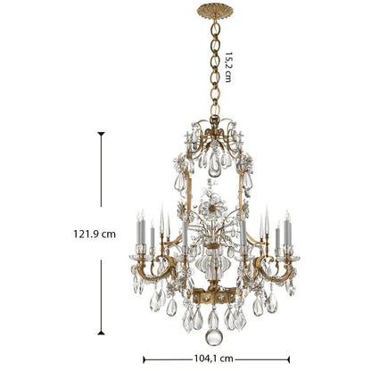 LAMP. COLGANTE CRISTAL BRONCE ANTIGUO 12L E12 60W