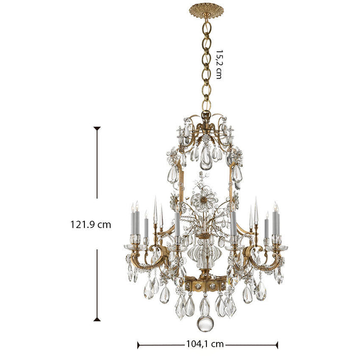 LAMP. COLGANTE CRISTAL BRONCE ANTIGUO 12L E12 60W