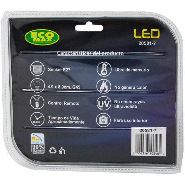 BOMBILLO LED G45 E27 3W 100-277V RGB CON CONTROL REMOTO