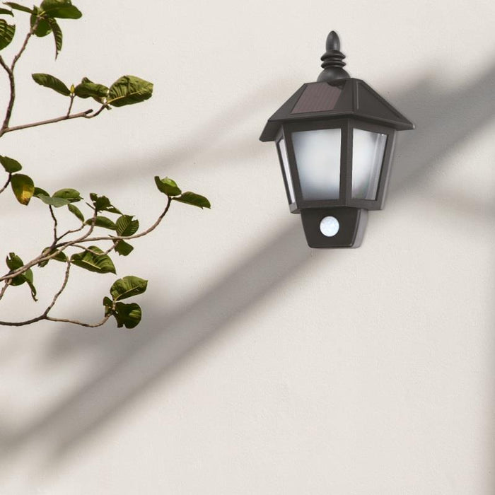 LAMP. LED EXT. SOLAR PARED NEGRO 1L 1W 3.7V 6500K (CON FOTOCELDA Y SENSOR DE MOVIMIENTO)