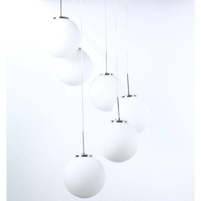 LAMP. COLGANTE NÍQUEL SATINADO 6L E27 60W