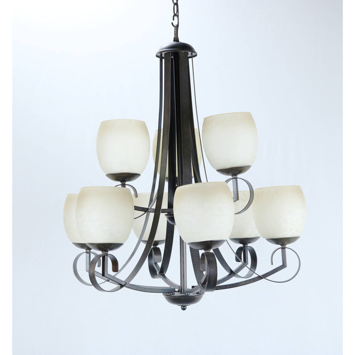 LAMP. COLGANTE CREMA CEPILLADO NEGRO 9L E27 60W