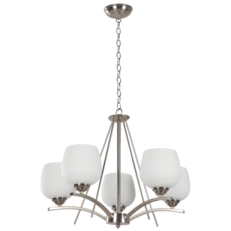 LAMP. COLGANTE NÍQUEL SATINADO 5L E27 60W
