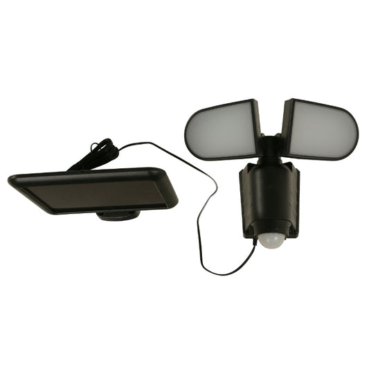 LAMP. LED EXT. SOLAR REFLECTORA NEGRO 2L 8W 3.7V 6500K (SENSOR DE MOVIMIENTO Y LUZ)