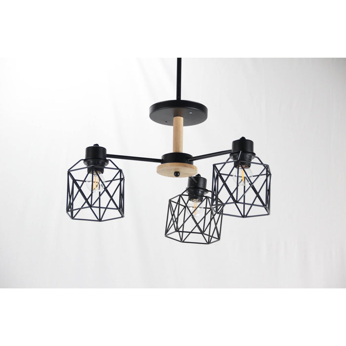 Lámpara Techo Negro 3L E27 40W