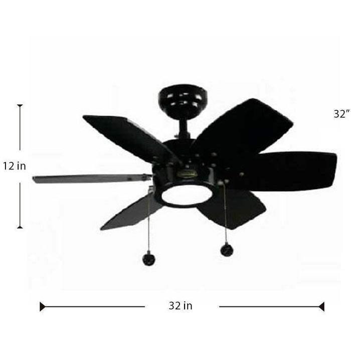 VENTILADOR LED DE TECHO 32" NEGRO 12W 6000K