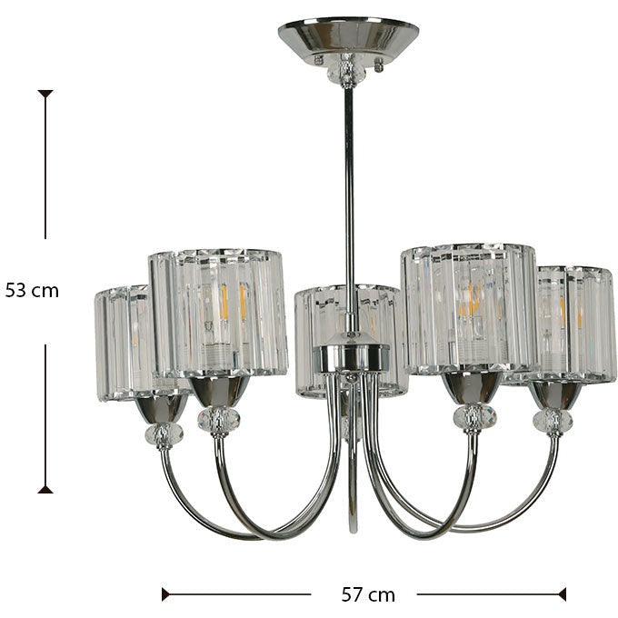 Lámpara Techo Cromo 5L E27 40W