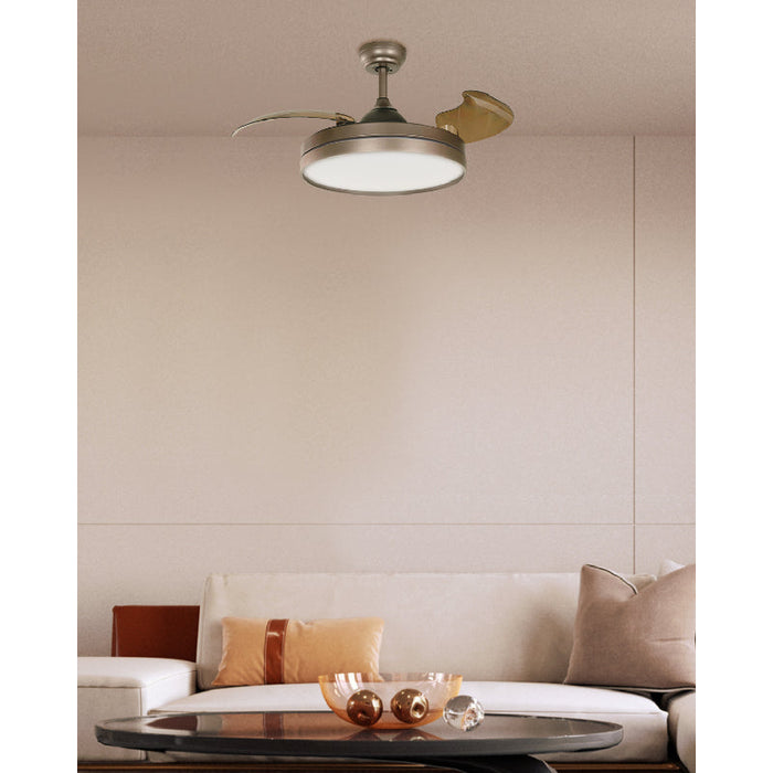 VENTILADOR LED DE TECHO 42" CHOCOLATE 36W 3000/4200/6500K DC (ASPAS PLEGABLES)