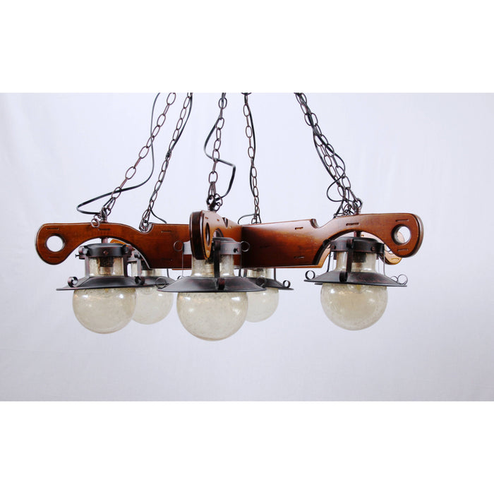 LAMP. COLGANTE MADERA 6L E27 60W