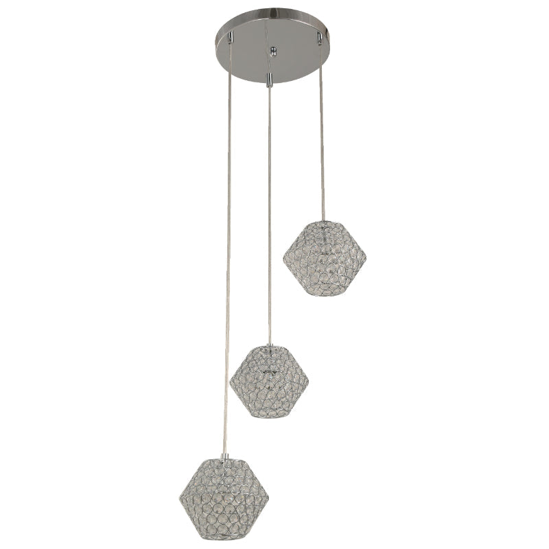LAMP. COLGANTE CROMO 3L E14 40W