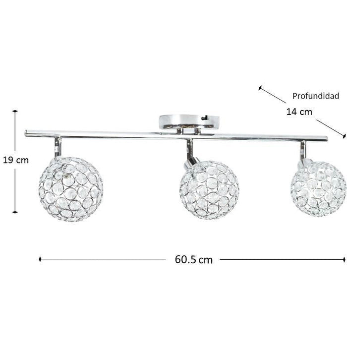 LAMP. TECHO CROMO 3LUCES G9 40W N/B