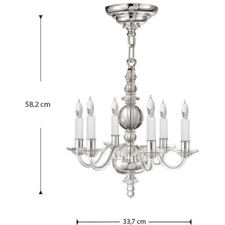 LAMP. COLGANTE CRISTAL MINI ROUND GEORGE II NIQUEL 6L E12 60W