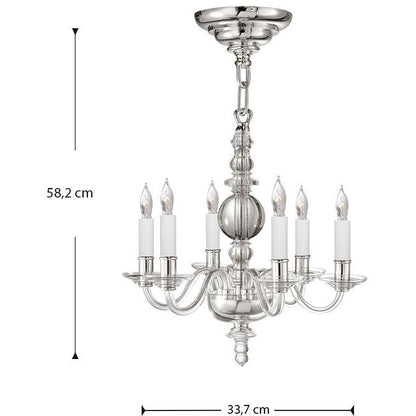 LAMP. COLGANTE CRISTAL MINI ROUND GEORGE II NIQUEL 6L E12 60W
