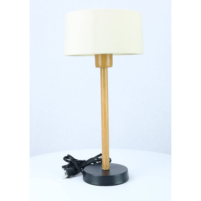 LAMP. MESA NEGRO Y MADERA 1L E27 10W
