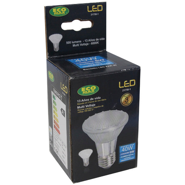 BOMBILLO LED EXTERIOR PAR 20 E27 6W 100-265V 6000K