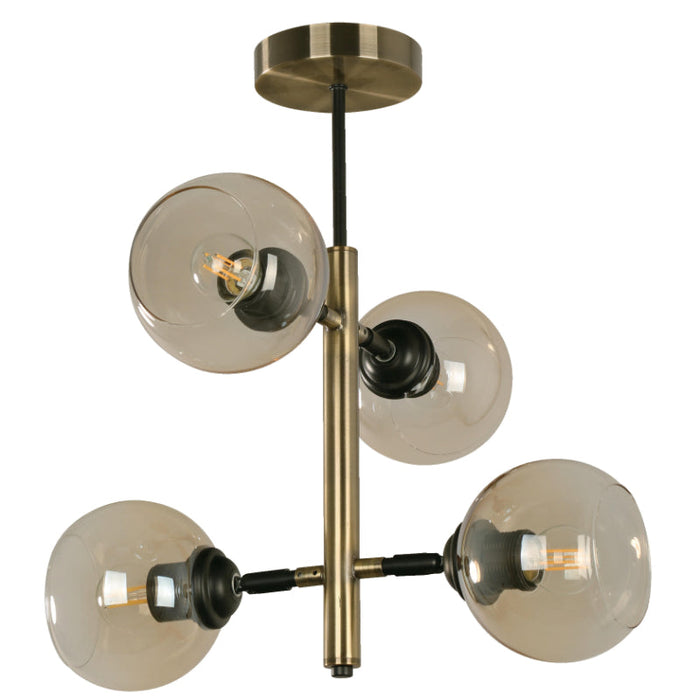 LAMP. TECHO BRONCE ANTIGUO+NEGRO 4L E27 40W