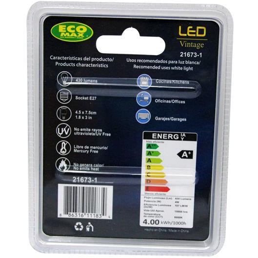 BOMBILLO LED FILAMENTO G45 E27 4W 85-265V 6000K
