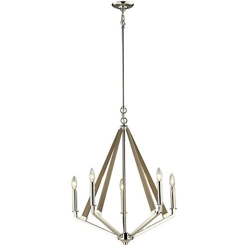 LAMP. COLGANTE NÍQUEL PULIDO 5L E14 60W