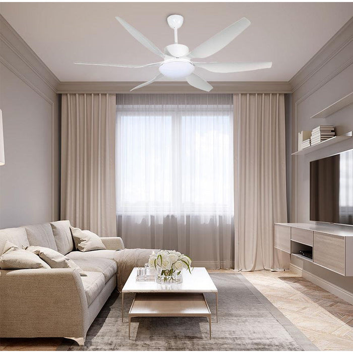Ventilador De Techo 66" Blanco 2L E27 8W Con Control Remoto (Dc Motor)
