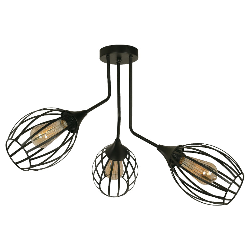 Lámpara Techo Negro 3L E27 60W
