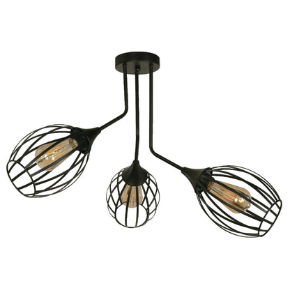 Lámpara Techo Negro 3L E27 60W