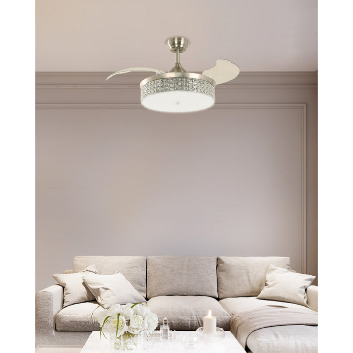VENTILADOR LED DE TECHO 42" DC 36W 2700K/3500K/5000K ASPAS PLEGABLES