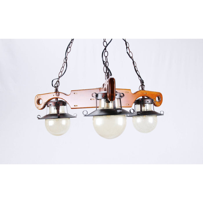 LAMP. COLGANTE MADERA 3L E27 60W