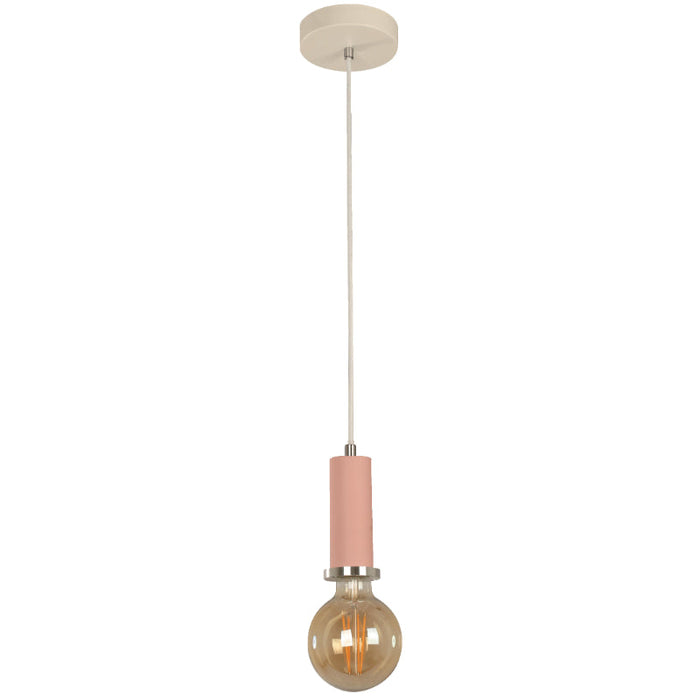 LAMP. COLGANTE ROSADO 1L E27 40W
