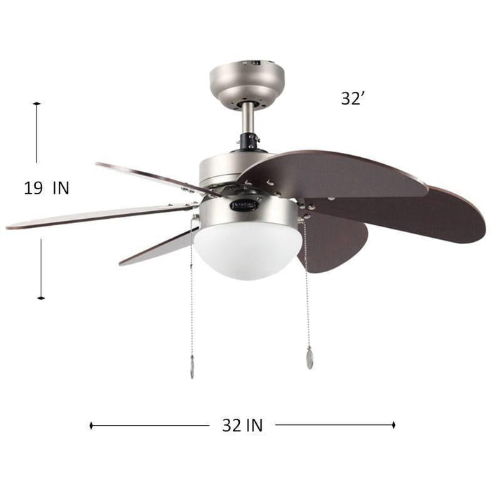 VENTILADOR DE TECHO 32" NÍQUEL SATINADO 1L E27 60W