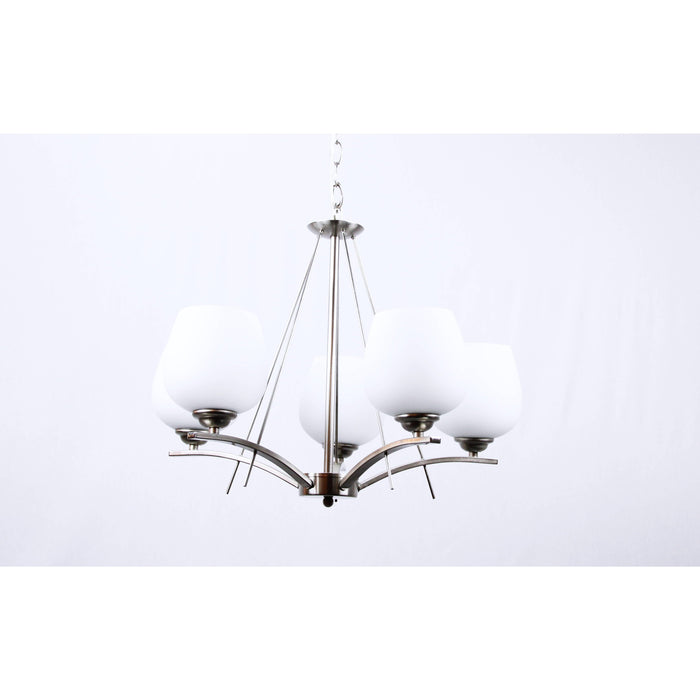 LAMP. COLGANTE NÍQUEL SATINADO 5L E27 60W
