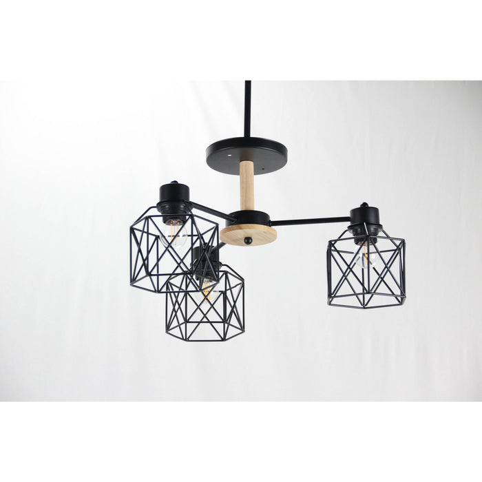 Lámpara Techo Negro 3L E27 40W