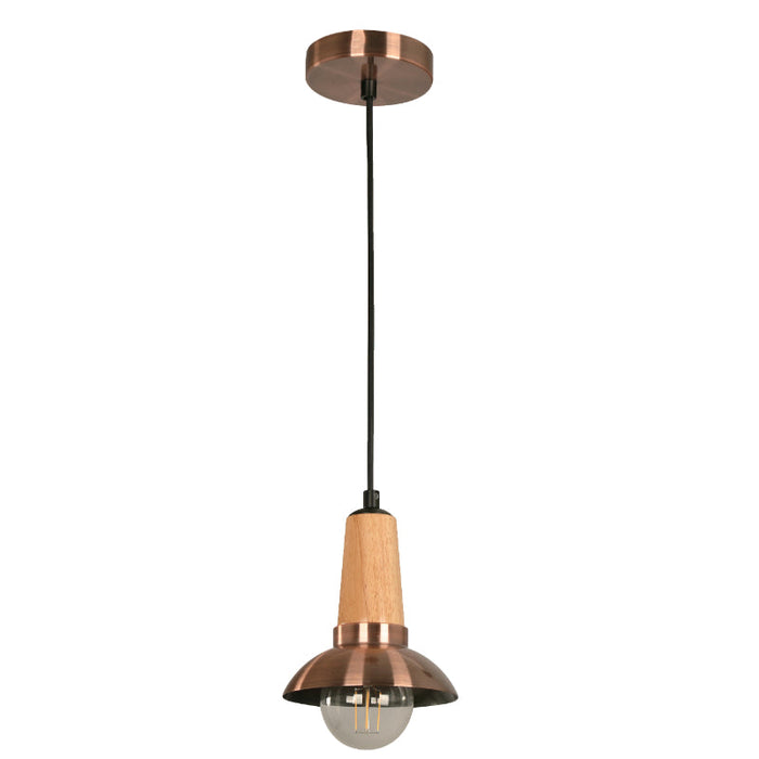 LAMP. COLGANTE COBRE ANTIGUO 1L E27 40W