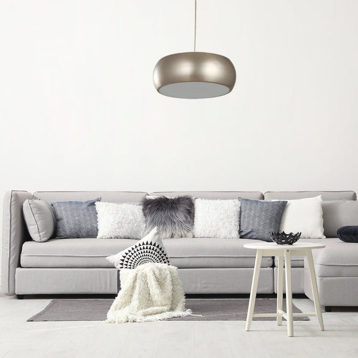 LAMP. COLGANTE NÍQUEL SATINADO 3L E27 40W