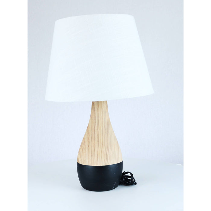 LAMP. MESA NEGRO Y MADERA 1L E27 60W