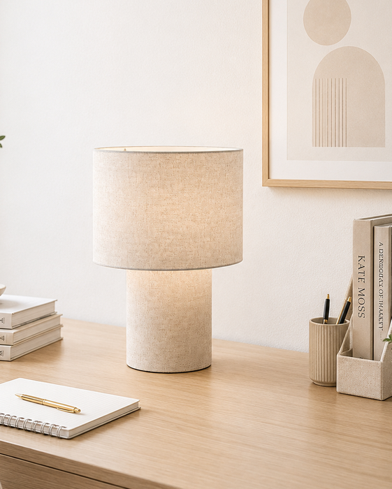 Lámpara de mesa color crema 1 luz E27 40W