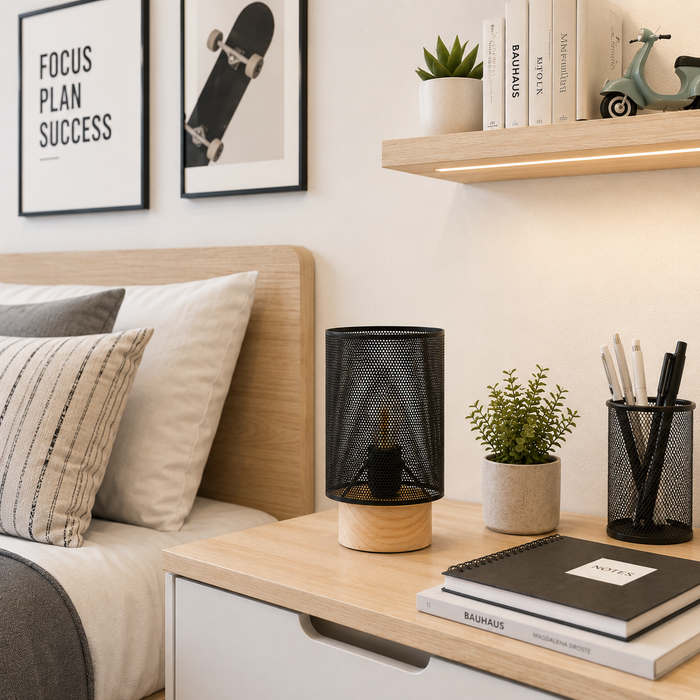 Lámpara de mesa negra 1 luz E14 40W