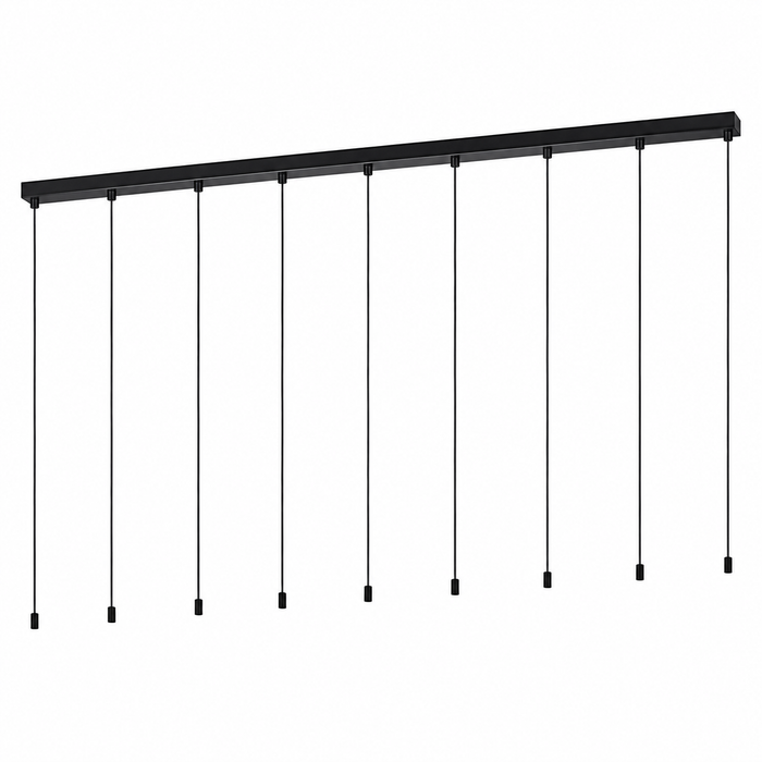 Riel negro de 9 sockets en metal