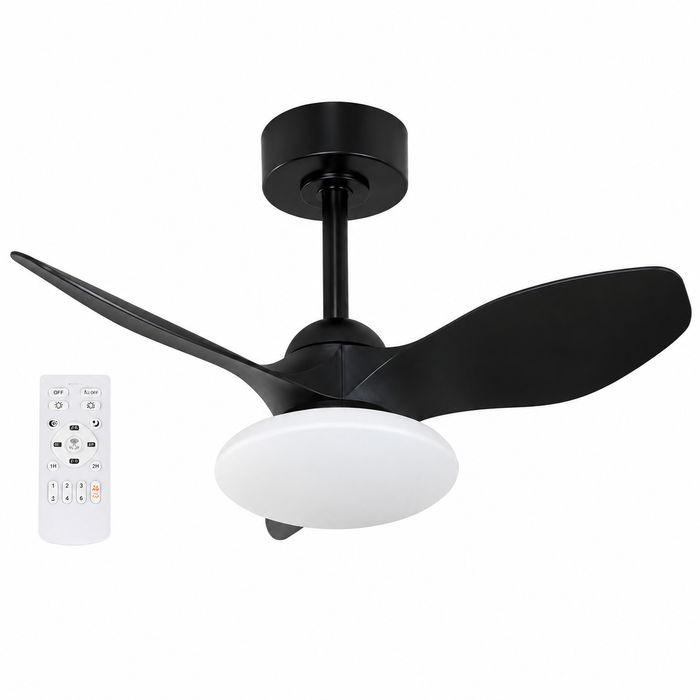 Ventilador LED de Techo Negro 32" DC 20W CCT 3000K/4000K/6500K con Control Remoto