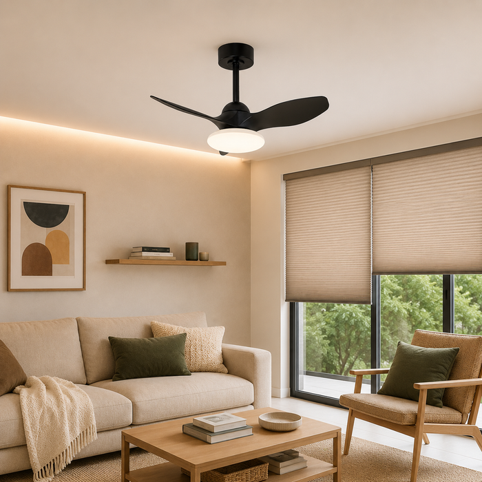 Ventilador LED de Techo Negro 32" DC 20W CCT 3000K/4000K/6500K con Control Remoto
