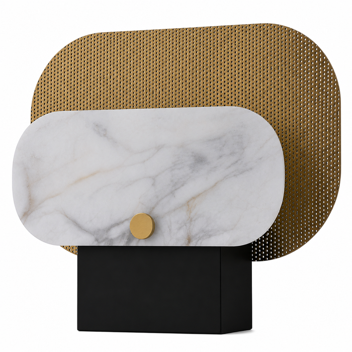 Lámpara de Mesa Negro, Dorado y Mármol 1 Luz G9 3W