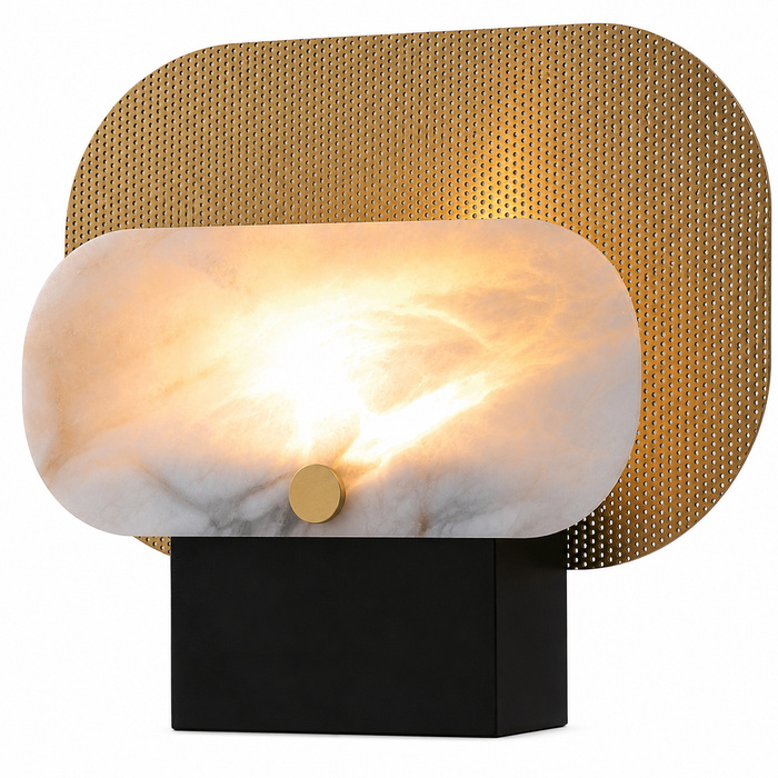 Lámpara de Mesa Negro, Dorado y Mármol 1 Luz G9 3W