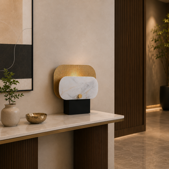 Lámpara de Mesa Negro, Dorado y Mármol 1 Luz G9 3W