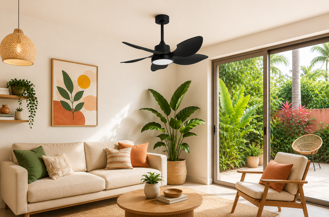 Ventilador LED de Techo Negro 42" DC 22W con Control Remoto