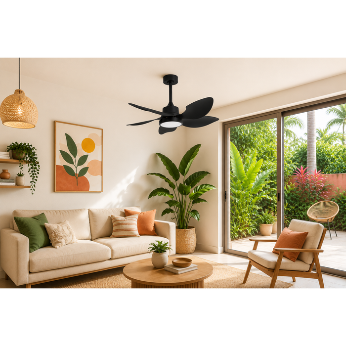 Ventilador LED de Techo Negro 42" DC 22W con Control Remoto