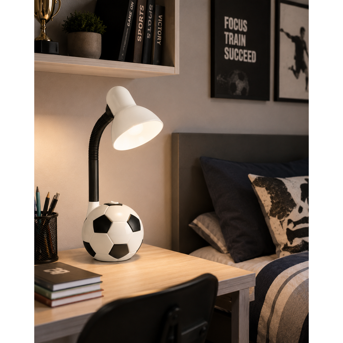 Lámpara de Mesa Fútbol Blanco y Negro 1 Luz E27 40W
