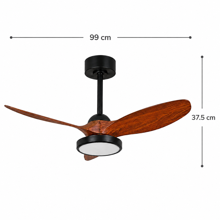 Ventilador de Techo LED Negro 40" DC 22W CCT con Control Remoto